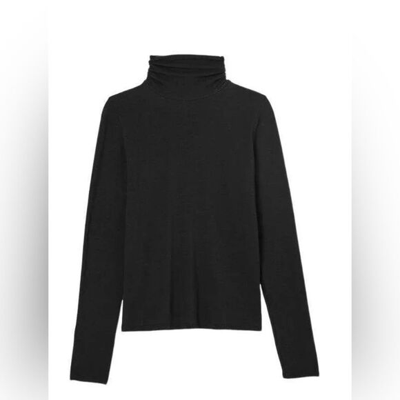 Eileen Fisher Sheer Knit Turtleneck Top in Black Size XXS - Picture 3 of 4